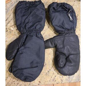 Tego Black Leather Nylon Waterproof Glove Mitten Men's Size L  Snowmobile Ski